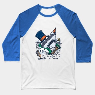 Snowman Obliteration Shark Baseball T-Shirt